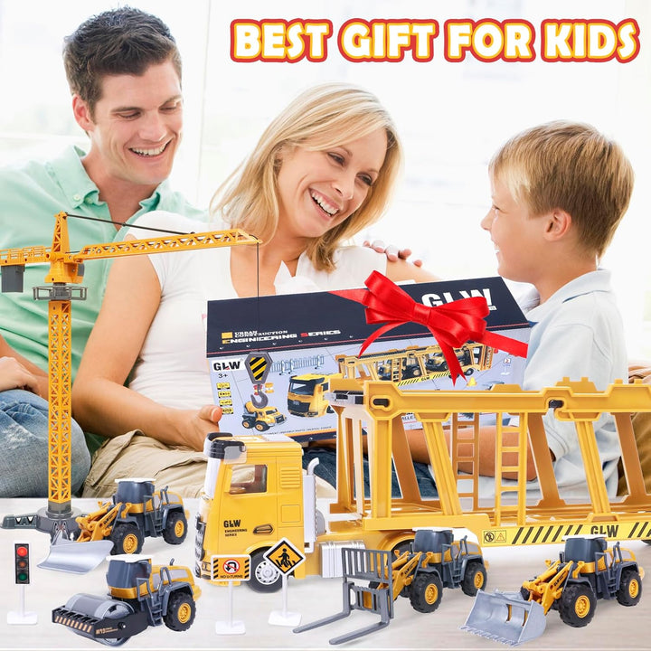 Tacobear Baufahrzeuge Kinder gross LKW Fahrzeug Spielzeug mit Kran Spielzeug Bulldozer Dampfwalze Ga