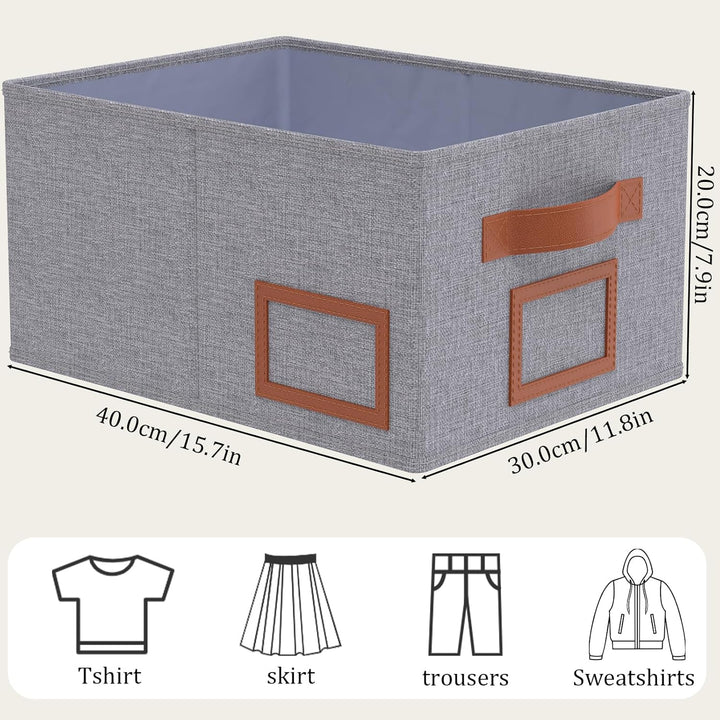 OUTBROS 3 Stück Aufbewahrungsboxen Stoff, Faltbare Aufbewahrungskiste Organizer mit Griff, Gross Auf
