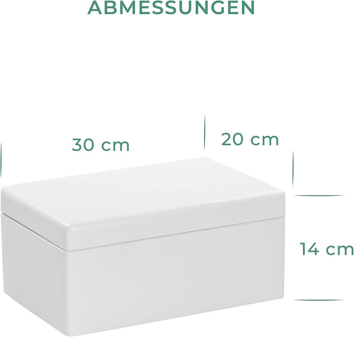 LAUBLUST Holzkiste mit Deckel - 30x20x14cm, Weiss, FSC - Aufbewahrungskiste | Erinnerungsbox | Baste