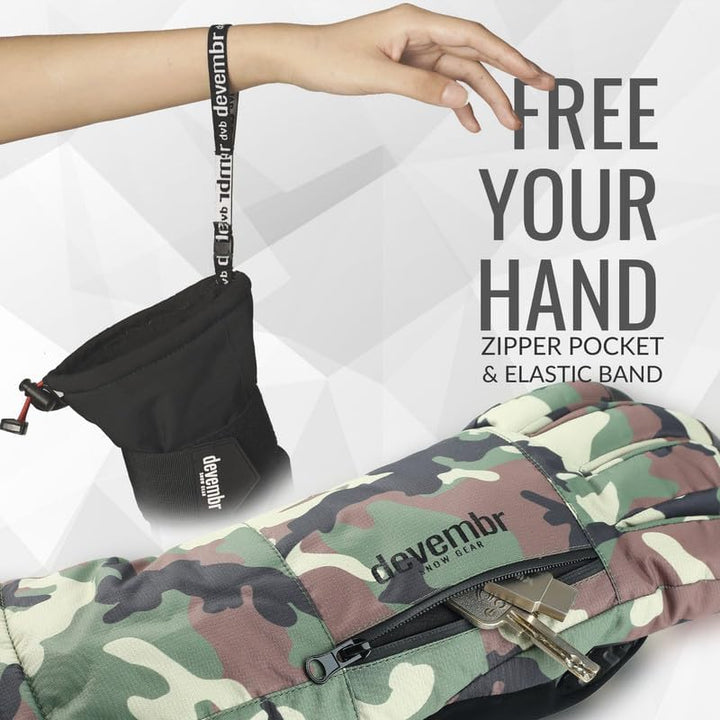 devembr Skihandschuhe mit Handgelenkschützern, Warme Snowboardhandschuhe für Herren und Damen (XS/S/