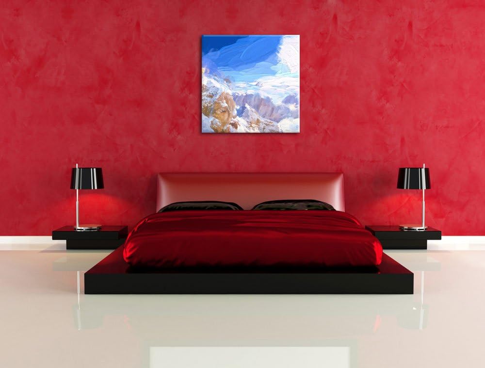 Pixxprint Zugspitze im Sonnenlicht als Leinwandbild Quadratisch/Grösse: 70x70 / Wandbild/Kunstdruck/