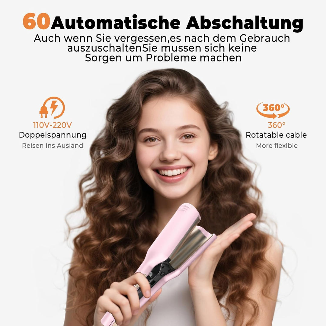 Welleneisen FüR Haare, Hair Waver 2-fach Barrel, Beach Waves Lockenstab Für Volumizing Haar, Französ