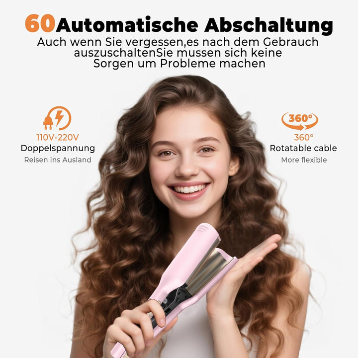 Welleneisen FüR Haare, Hair Waver 2-fach Barrel, Beach Waves Lockenstab Für Volumizing Haar, Französ