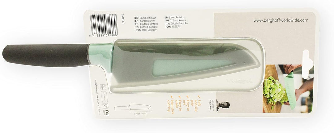 BergHoff Santokumesser 17 cm - Leo (Küchenmesser grün, Messer mit Antihaftbeschichtung, inkl. Klinge
