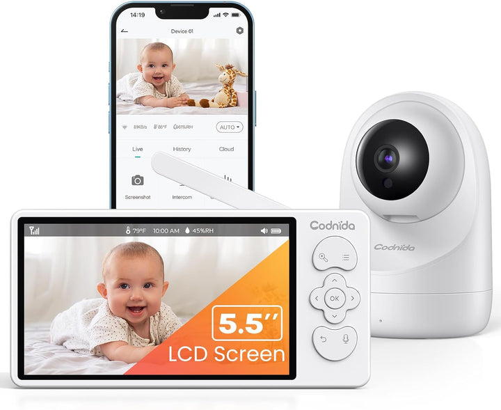 5,5 Zoll Babyphone mit Kamera Codnida 3MP HD Video Babyfon Camera,Baby Camera mit Bewegungsmelder un
