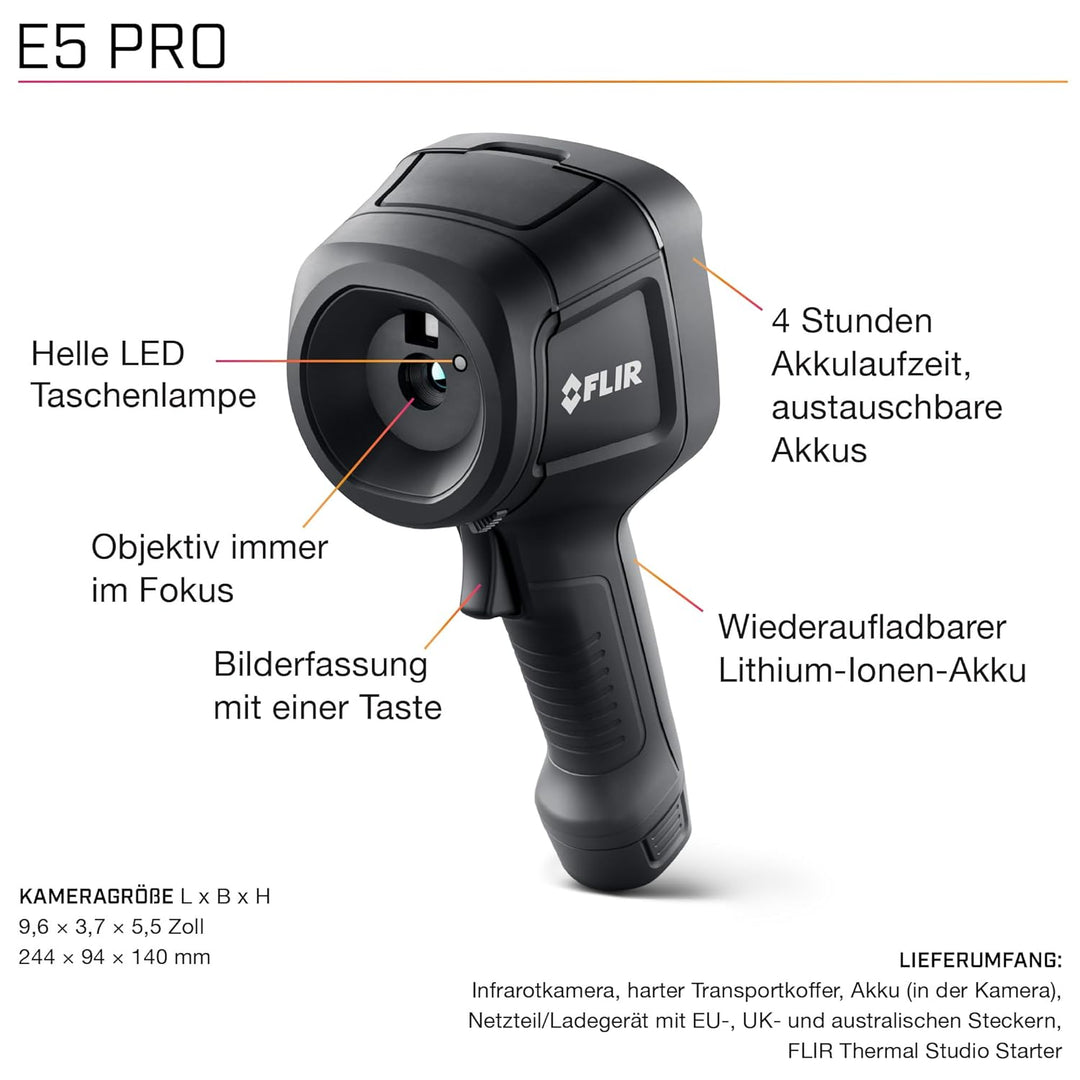 FLIR E5 Pro - Commercial Thermal Imaging Camera with Wifi. High Resolution Infrared Cameara with FLI