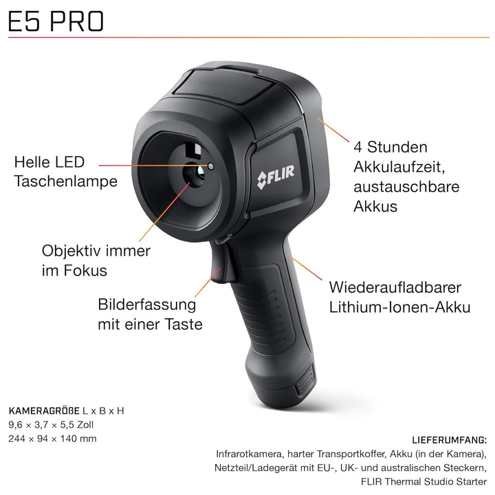 FLIR E5 Pro - Commercial Thermal Imaging Camera with Wifi. High Resolution Infrared Cameara with FLI