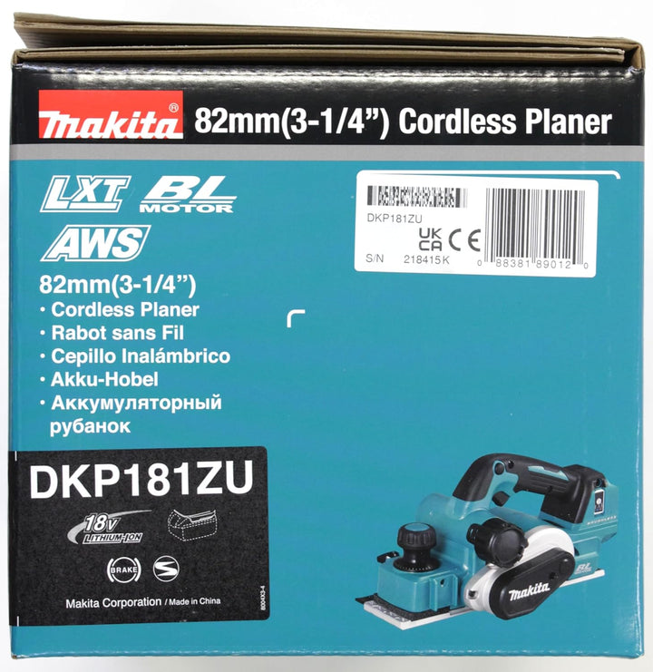 Makita DKP181ZU Akku-Hobel 82 mm 18,0 V mit Bluetooth (ohne Akku, ohne Ladegerät), 60 x 450 mm Akku-