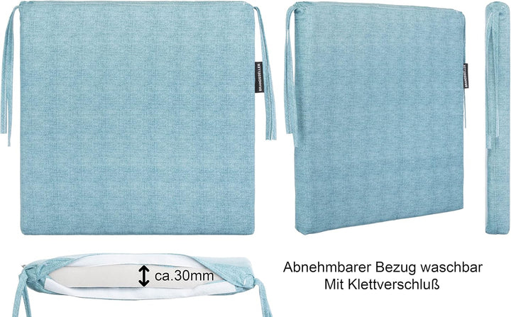 Brandsseller 6er Set Sitzkissen 40x40 cm in Leinenoptik – Bequeme Stuhlauflagen mit Bindebändern & a