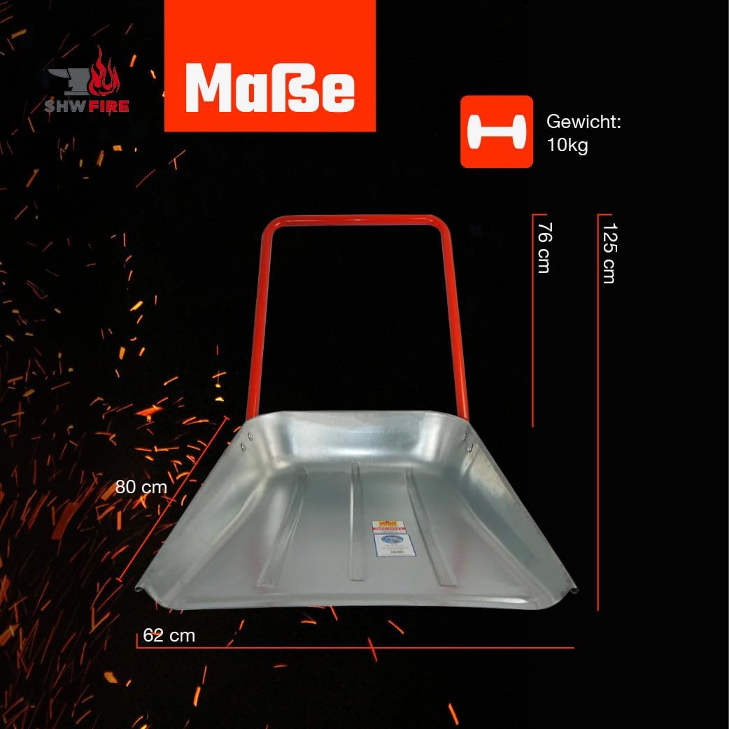 SHW-FIRE Maxi Schneeschieber 62cm, Schneewanne aus hochwertigem Stahlblech. Made in Germany