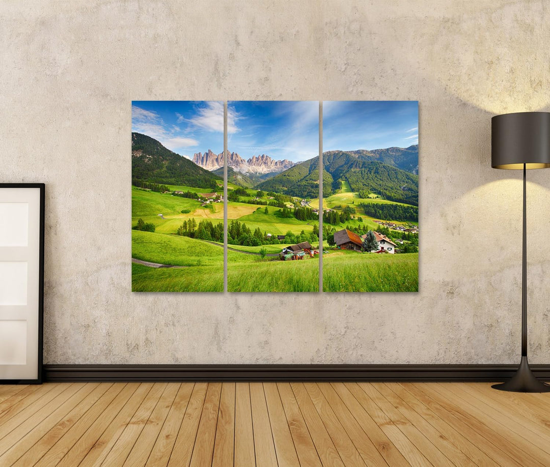 islandburner Bild auf Leinwand Dolomiten Berg Villnöss Bilder Wandbilder Poster Leinwand 130x80cm -