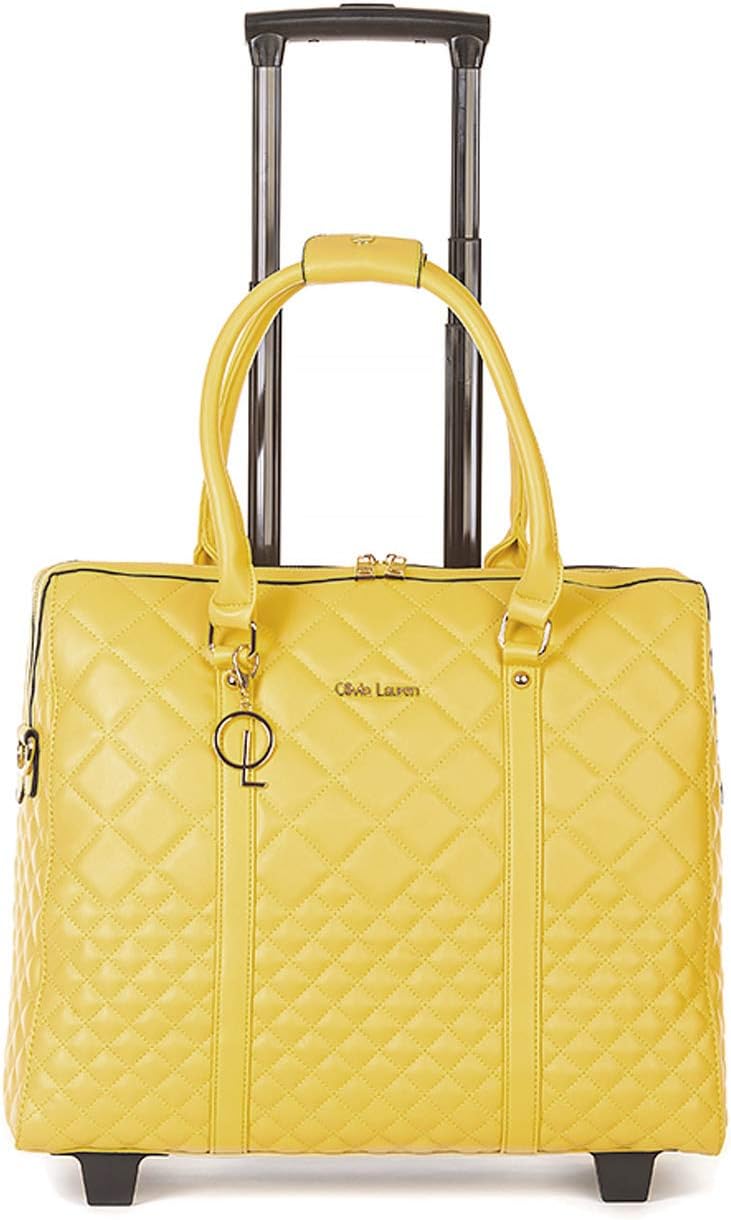 Bowatex Luxus Damen Schulter Gurt Laptop Akten Rollen Trolley + Handtasche Gelb