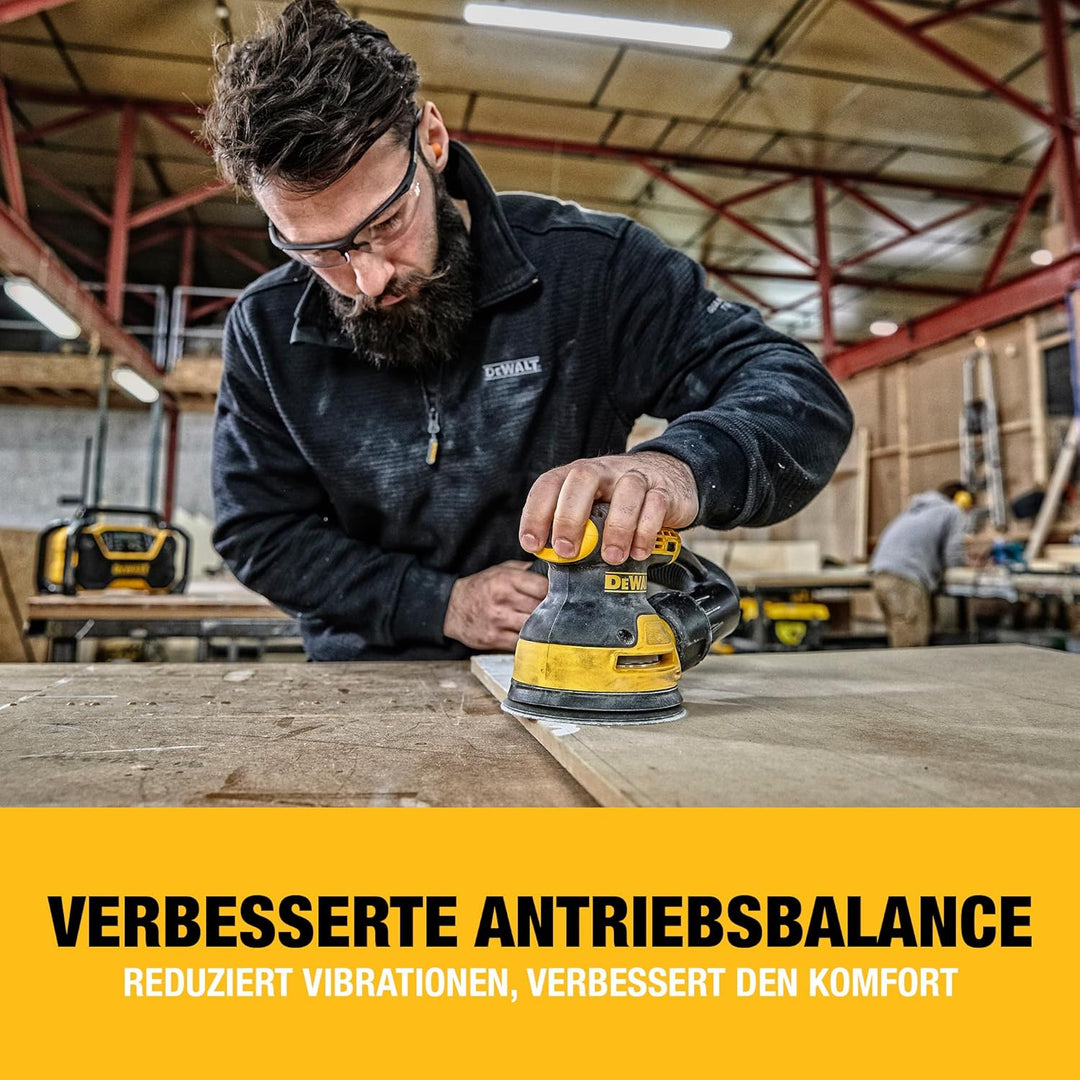 DeWalt Exzenterschleifer (mit Absaugung, Staubfangbehälter, staubgeschütztem Schalter und Getriebege