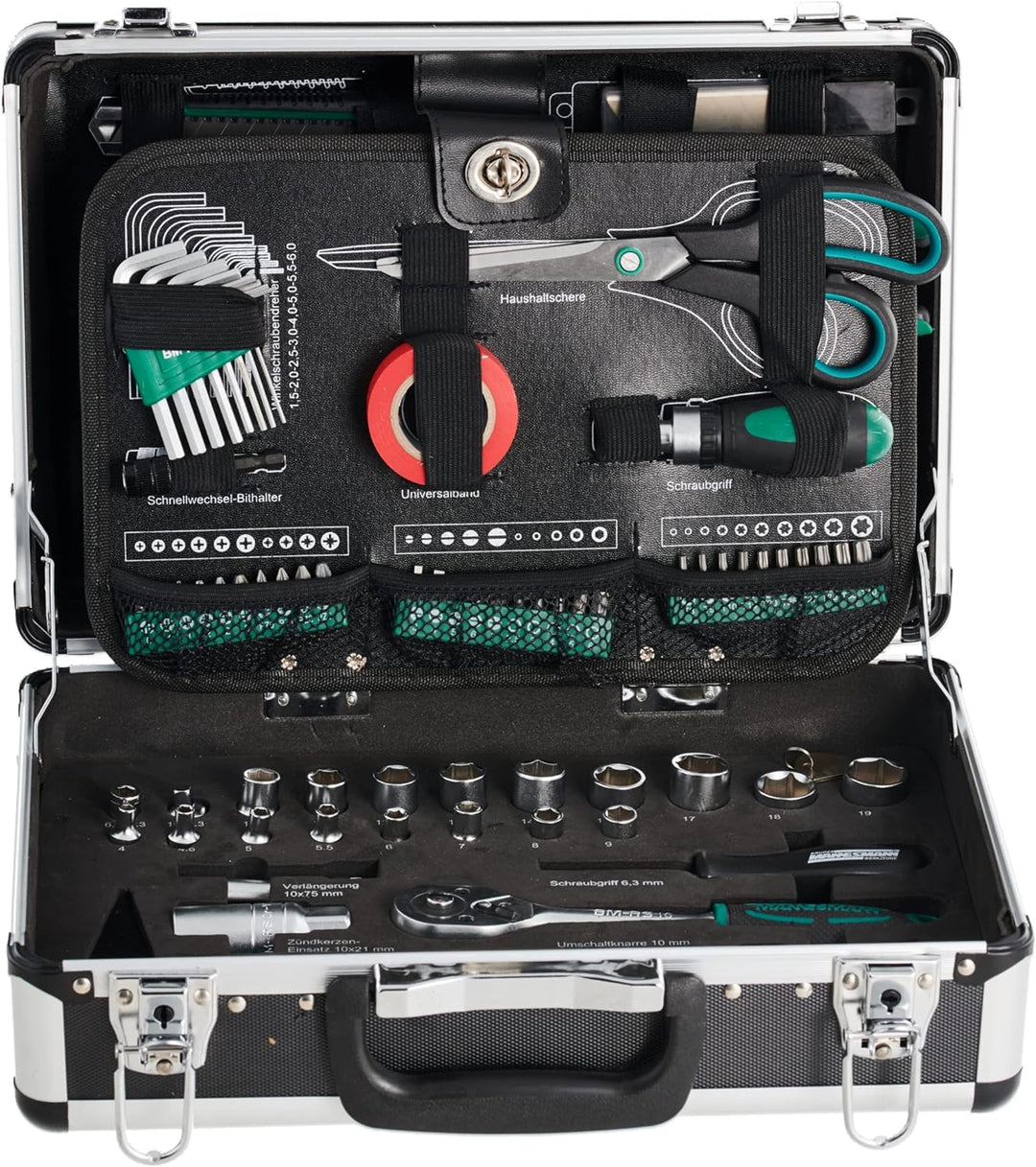 Brüder Mannesmann Werkzeuge 90-teilig Werkzeug-Koffer, 1 Stück, M29067 Single, Single