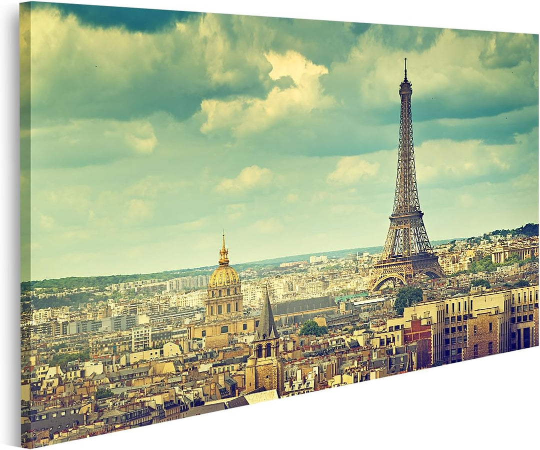 islandburner Bild auf Leinwand Eiffelturm Frankreich Blauer Himmel Blick Auf Paris Bilder Wandbilder