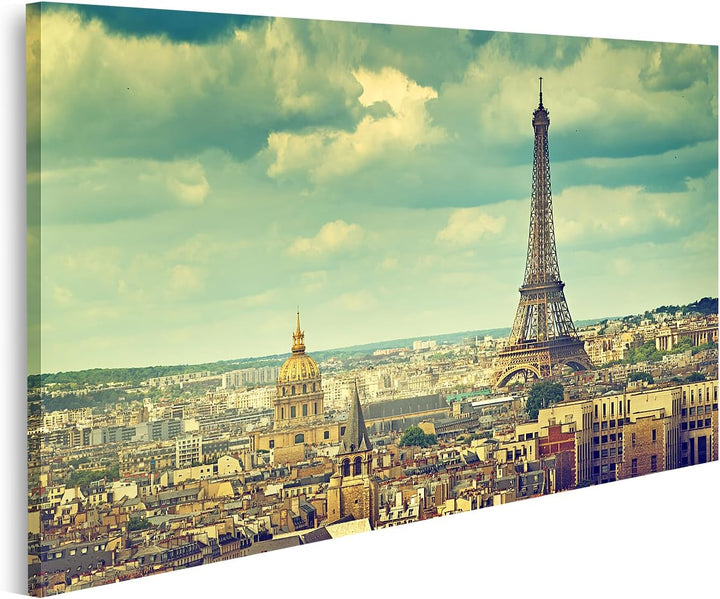 islandburner Bild auf Leinwand Eiffelturm Frankreich Blauer Himmel Blick Auf Paris Bilder Wandbilder