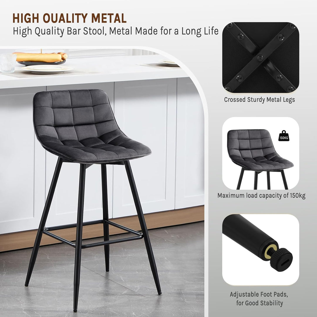 WOLTU Barhocker BH143dgr-2 2er Set Designer Barstuhl Hocker Tresenhocker Bistrohocker mit Fussstütze
