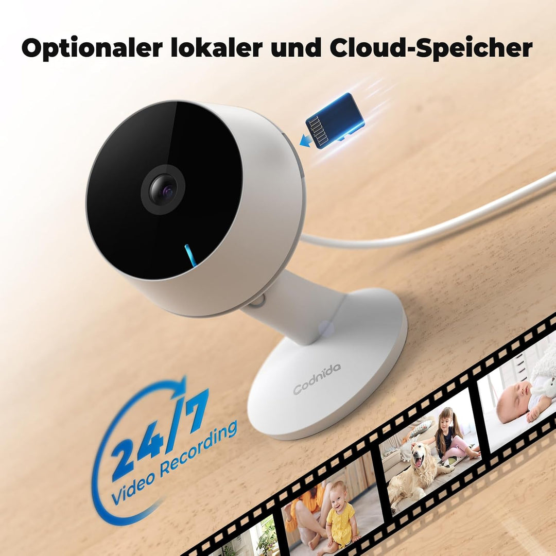 Codnida 2Pcs Überwachungskamera Innen WLAN IP Kamera Überwachung Kamera für Baby/Haustier Mit Bewegu