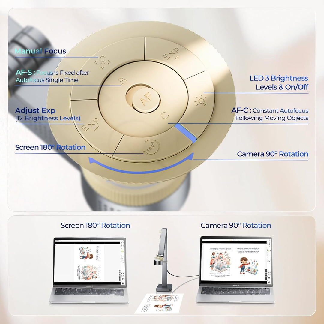 CZUR Fancy S Pro 12MP Dokumentenkamera, HD 4K 60FPS Visualizer Auto-Fokus AF-C/AF-S Mode mit Fulllli