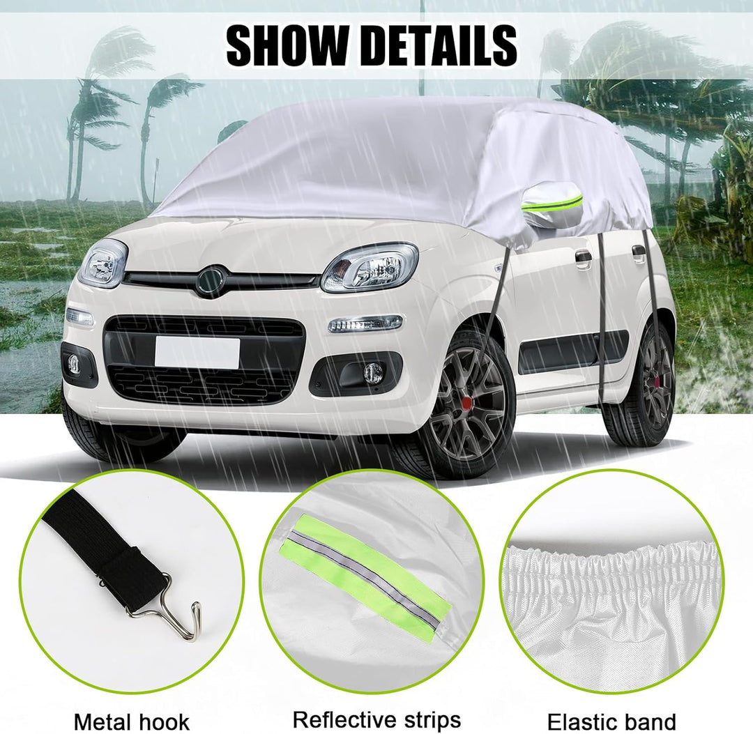Opaltool Halbgarage für 2003-2023 F-iat Panda, Silberne Massgeschneidertes Autogarage Softtop Halbab