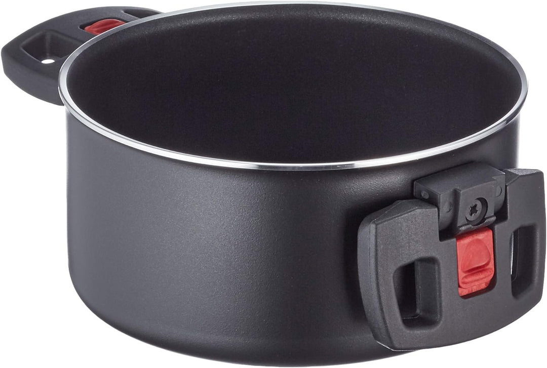 BALLARINI Click + Cook Kochtopf, Antihaftbeschichtet, 16 cm, Mit klappbaren Kunststoff-Griffen, Schw