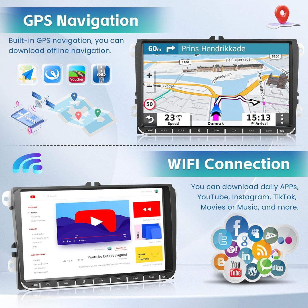 Hikity 2+32G Android 11 Autoradio mit Carplay Android Auto für VW Golf 5 6 Polo Radio Bluetooth, Aut