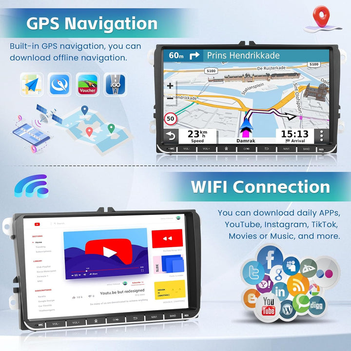 Hikity 2+32G Android 11 Autoradio mit Carplay Android Auto für VW Golf 5 6 Polo Radio Bluetooth, Aut