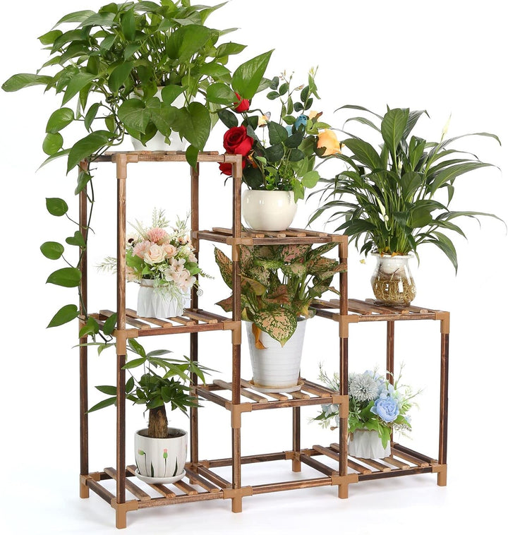 VIEWALL Pflanzenregal Holz BlumenstÀnder Multifunktionaler Kreativer Holz Blumentreppe Dekoration Pf