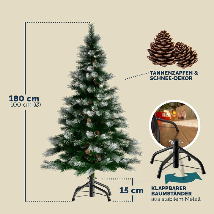 CASARIA® Weihnachtsbaum künstlich 150cm dichte Spitzen schneller Aufbau mit Tannenzapfen Metallständ
