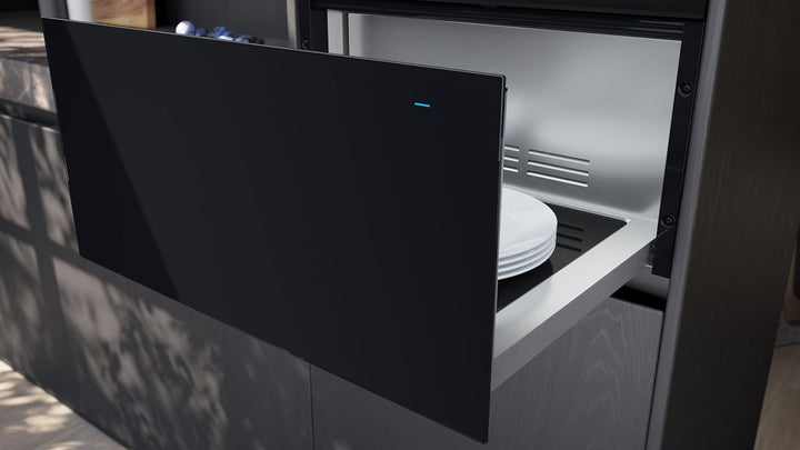 Siemens BI710D1B1 iQ700, Smarte Wärmeschublade, 60 x 29 cm, Schwarz, Niedrigtemperaturgaren, Teller