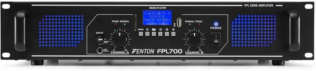 Fenton FPL700 PA Verstärker 700 Watt, 3 Kanal Endstufe, Digitalverstärker mit Bluetooth, AUX, USB, M