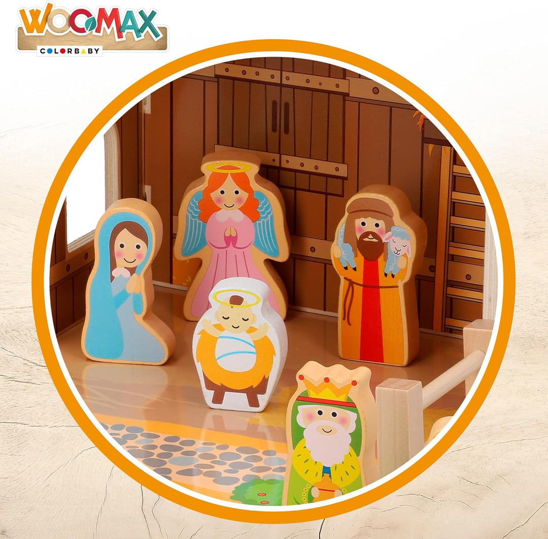 WOOMAX 46204 Weihnachtskrippe aus Holz, 20 Stück, 20 piezas, 20 piezas