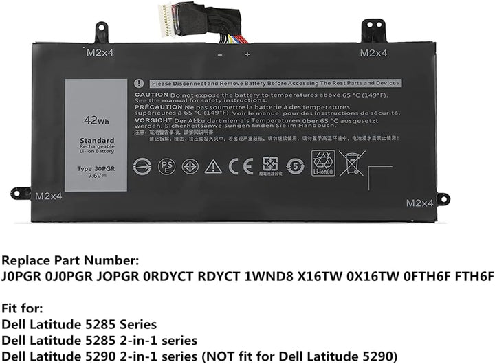 ASKC J0PGR Laptop Akku für Dell Latitude 12 5285 5290 2-in-1 T17G T17G001 T17G002 Series 0J0PGR JOPG