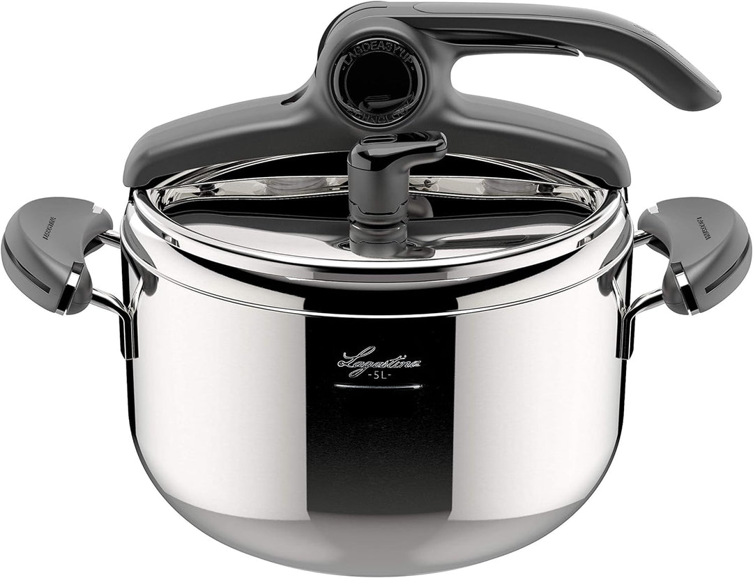 Lagostina Mia Lagoeasy'UP 5 l Schnellkochtopf aus Edelstahl 18/10, Ø 22 cm, Dampfkochtopf für Indukt