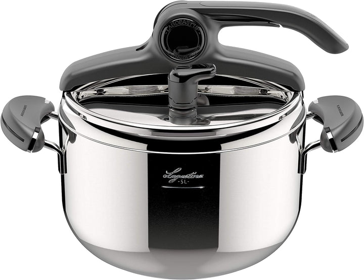 Lagostina Mia Lagoeasy'UP 5 l Schnellkochtopf aus Edelstahl 18/10, Ø 22 cm, Dampfkochtopf für Indukt