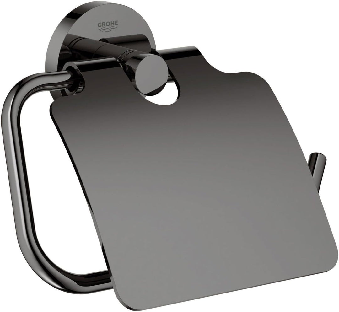 GROHE Essentials - WC-Papierhalter (mit Deckel, geeignet zum Bohren oder Kleben, langlebige Oberfläc