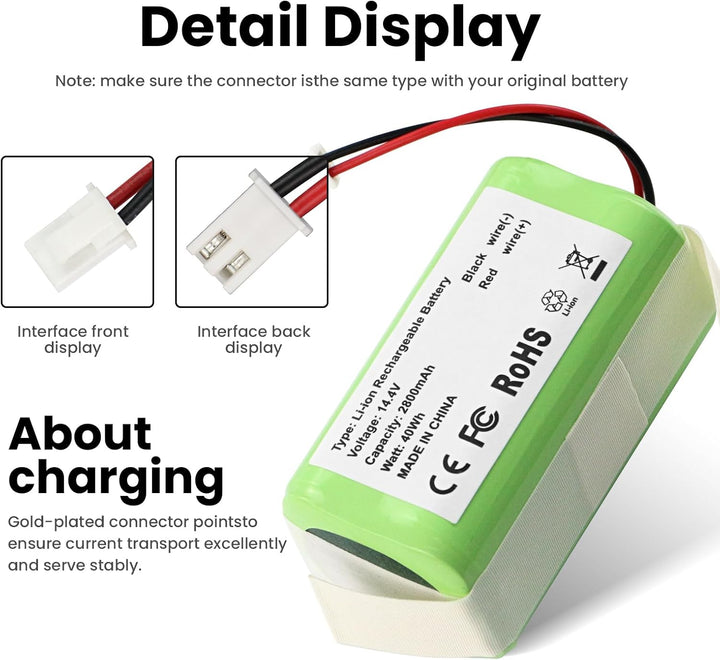 ANTIEE 2800mAh RVBAT850 Vacuum Cleaner Ersatz Akku für Shark Ion AV1010AE AV2501AE AV911 AV970 RV761