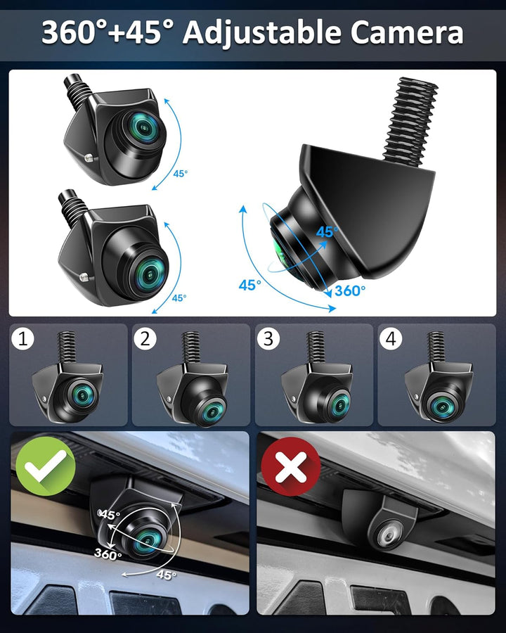 Vtopek Rückfahrkamera AHD 1080P Rückfahrkamera Auto 360° Drehbar Auto Rückfahrkamera Nachrüsten 170°
