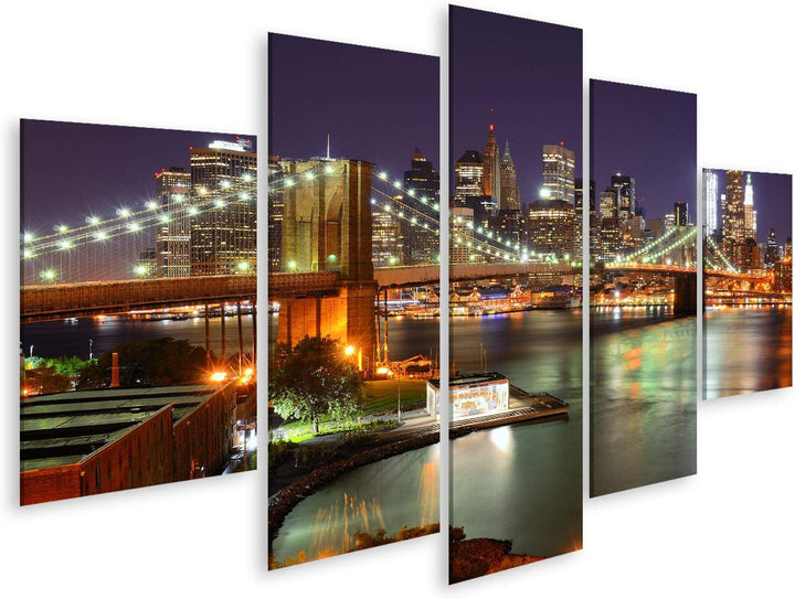 islandburner Bild auf Leinwand Blick Auf Downtown New York City Und Brooklyn Bridge Wandbild Poster