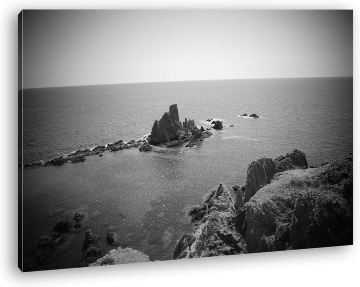 deyoli Riff in Spanien Format: 80x60 Effekt: Schwarz/Weiss als Leinwandbild Motiv fertig gerahmt auf