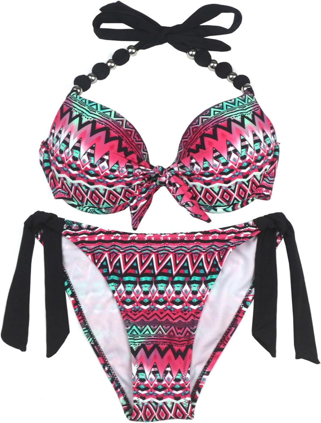 EONAR Damen Seitlich Gebunden Bikini Sets Abnehmbar Bademode Push up Bikinioberteil mit Nackenträger