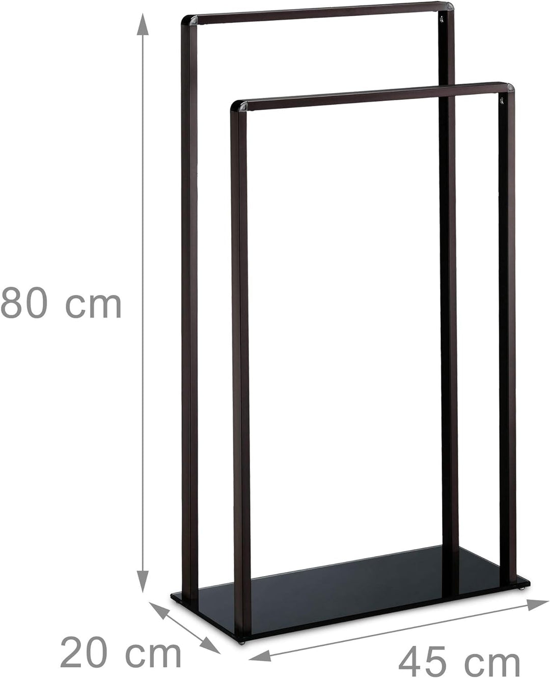 Relaxdays Handtuchständer, Bronze-schwarz freistehend, 2 Stangen, modern, Metall, Handtuchhalter, Hx