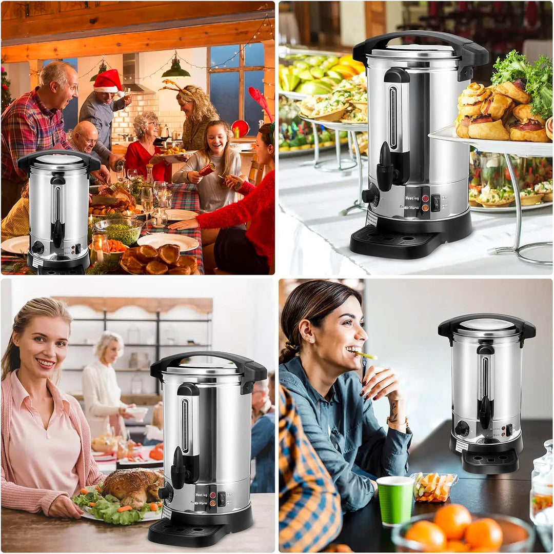 Tubiaz 8,8L Glühweinkocher Heisswasserspender aus Edelstahl 1500W Glühweinkessel mit Thermostat Füll