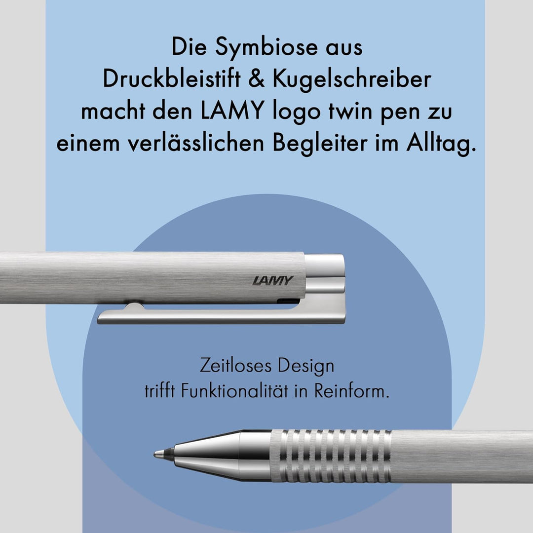 LAMY st twin pen Multifunktionsschreibgerät 645 – Schreiber aus Edelstahl mit integrierter Clip-Drüc