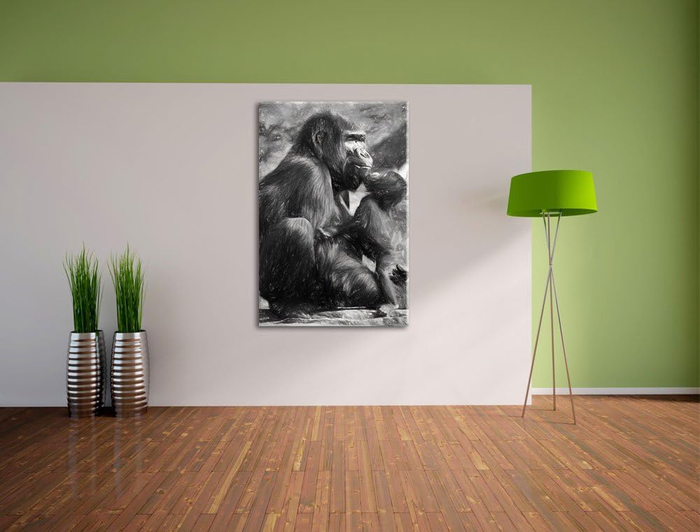 Gorilla-Baby küsst seine Mutter NewArt Format: 100x70 cm auf Leinwand, XXL riesige Bilder fertig ger