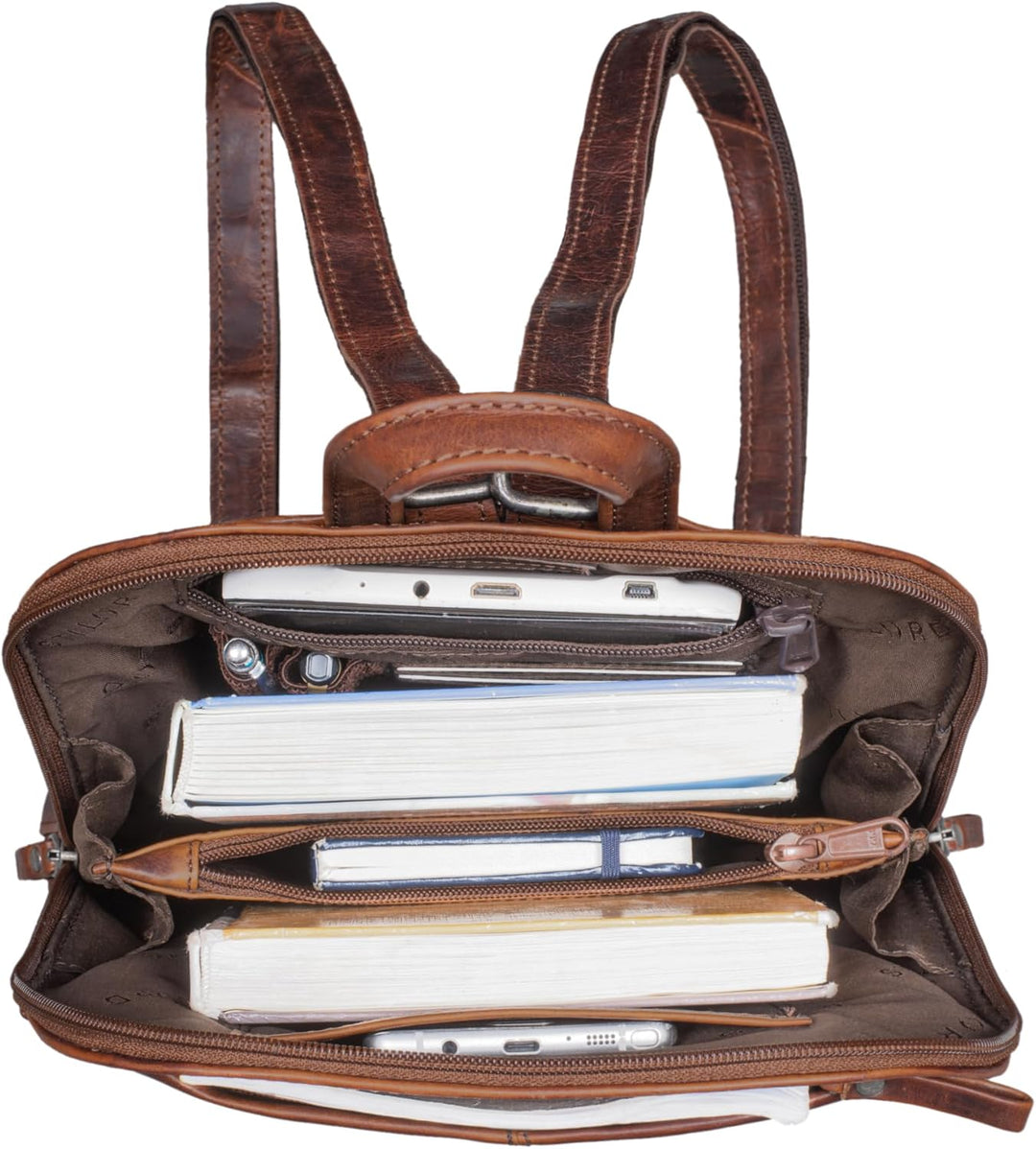 STILORD 'Olivia' City Rucksack Damen Leder Daypack kleiner Lederrucksack Rucksackhandtasche zum Ausg