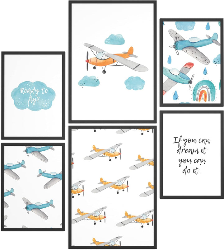 Papierschmiede® Bilder Kinderzimmer Kids Mood Poster Set Flugzeuge, Kinderzimmer Bilder Babyzimmer D