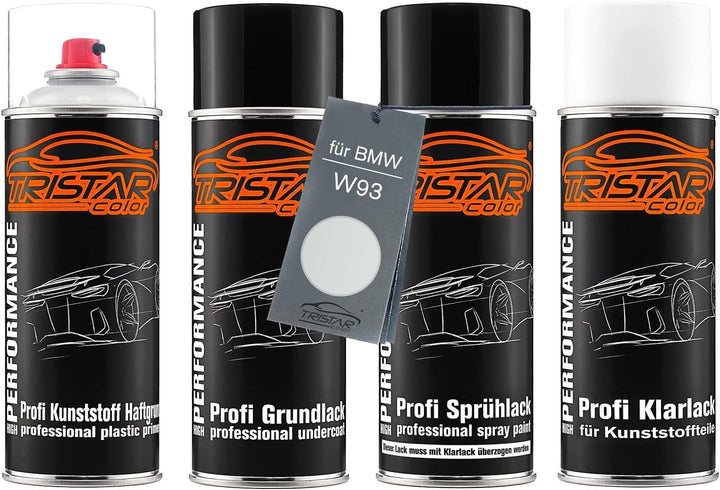 TRISTARcolor Autolack Spraydosen Set für Kunststoff Stossstange für BMW W93 Frozen Brilliant White M