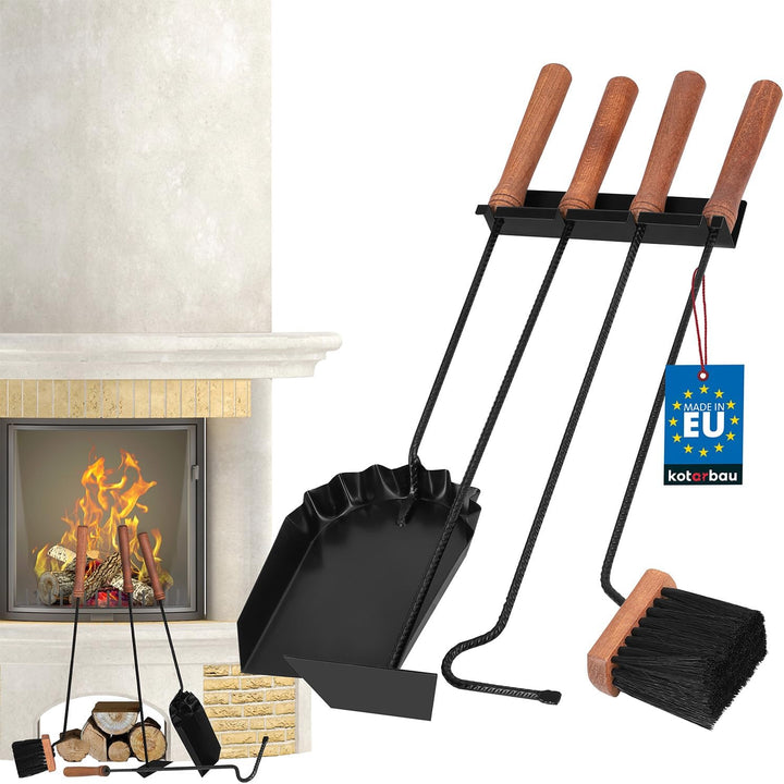 KOTARBAU® Kaminbesteck Schwarz Modern Ofenbesteck Kaminofen Zubehör Kamingarnitur Set Bürste Schaufe