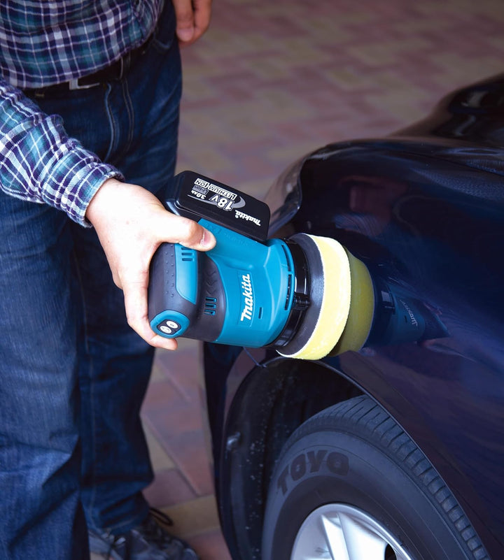 Makita DBO180Z Akku-Exzenterschleifer 18 V (ohne Akku, ohne Ladegerät), Blau, Silber, 125 mm